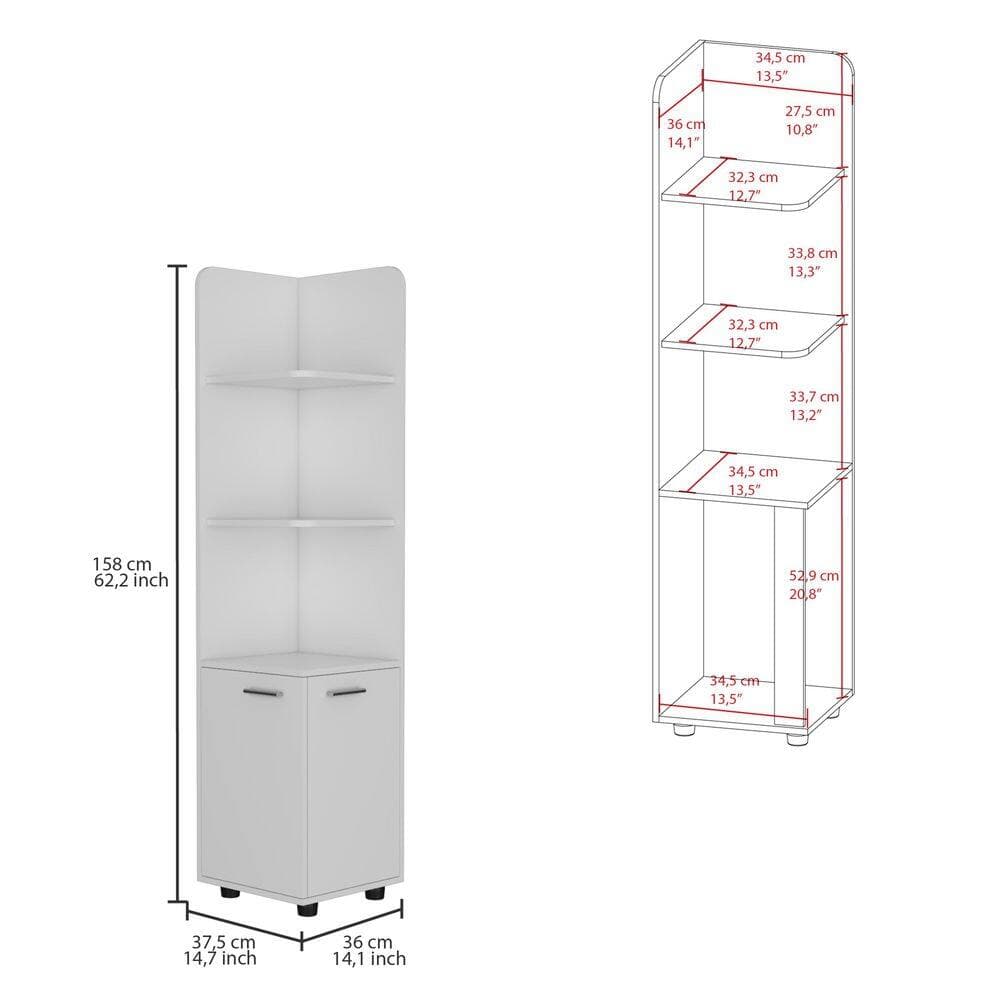 Lycvki 14.17 in. W x 14.76 in. D x 62.2 in. H White Linen Cabinet with 2-Open Shelves for Bathroom (3)