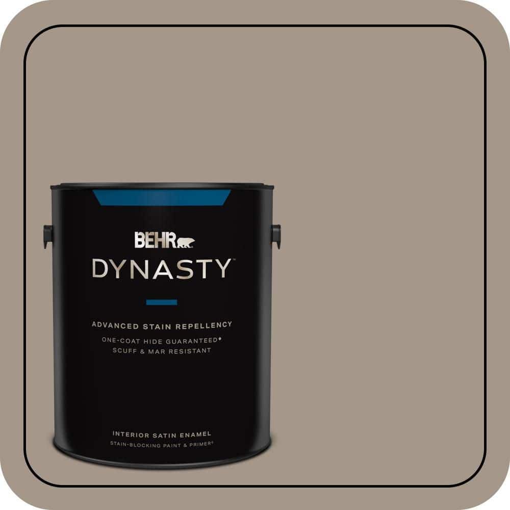 BEHR DYNASTY 1 gal. #PPU5-07 Studio Taupe One-Coat Hide Satin Enamel Interior Stain-Blocking Paint & Primer