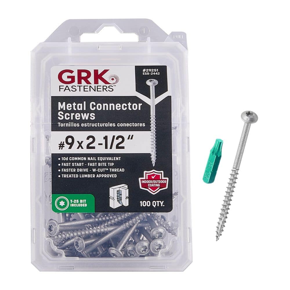 GRK Fasteners #9 x 2-1/2 in. Silver Metal Connector Torx Drive Washer Head Wood Deck Screw (100-Pack)