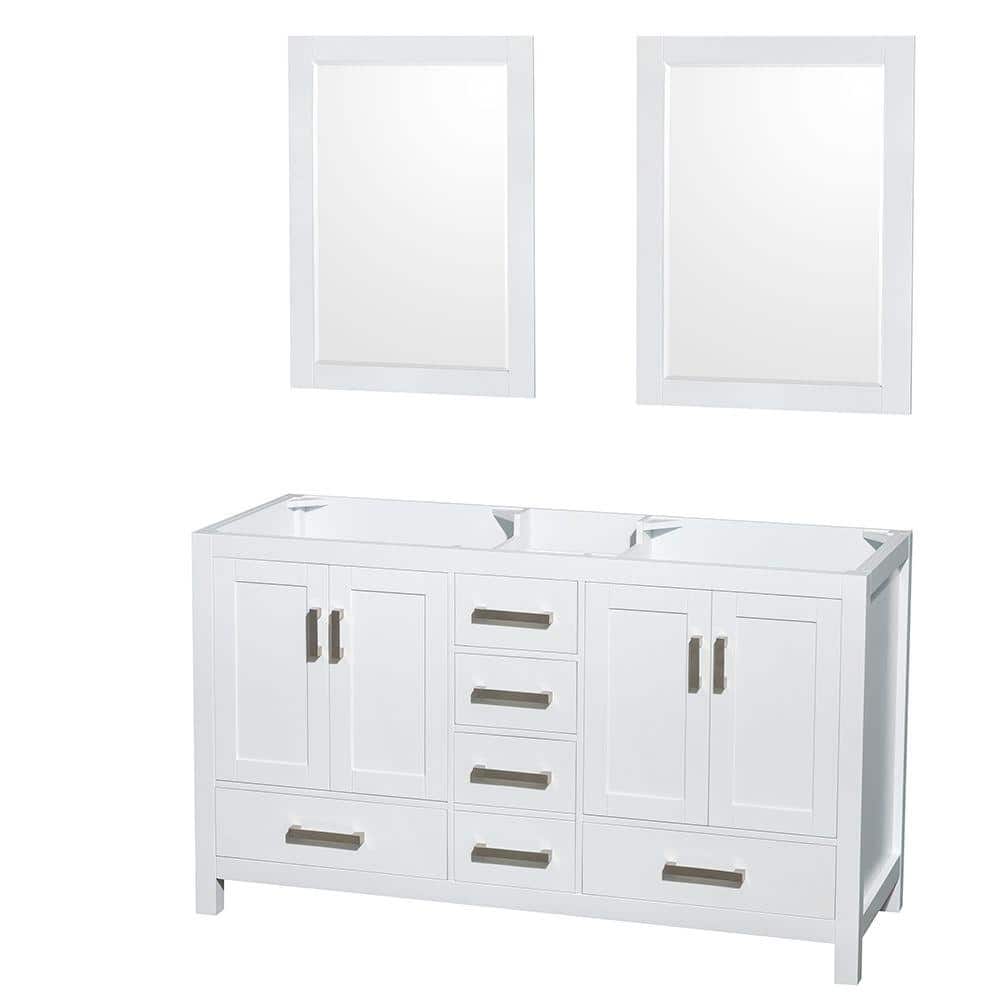 Wyndham Collection Sheffield W 21.5 in. D 34.25 in. H Double Bath Vanity Cabinet without Top Espresso with 24" Mirrors