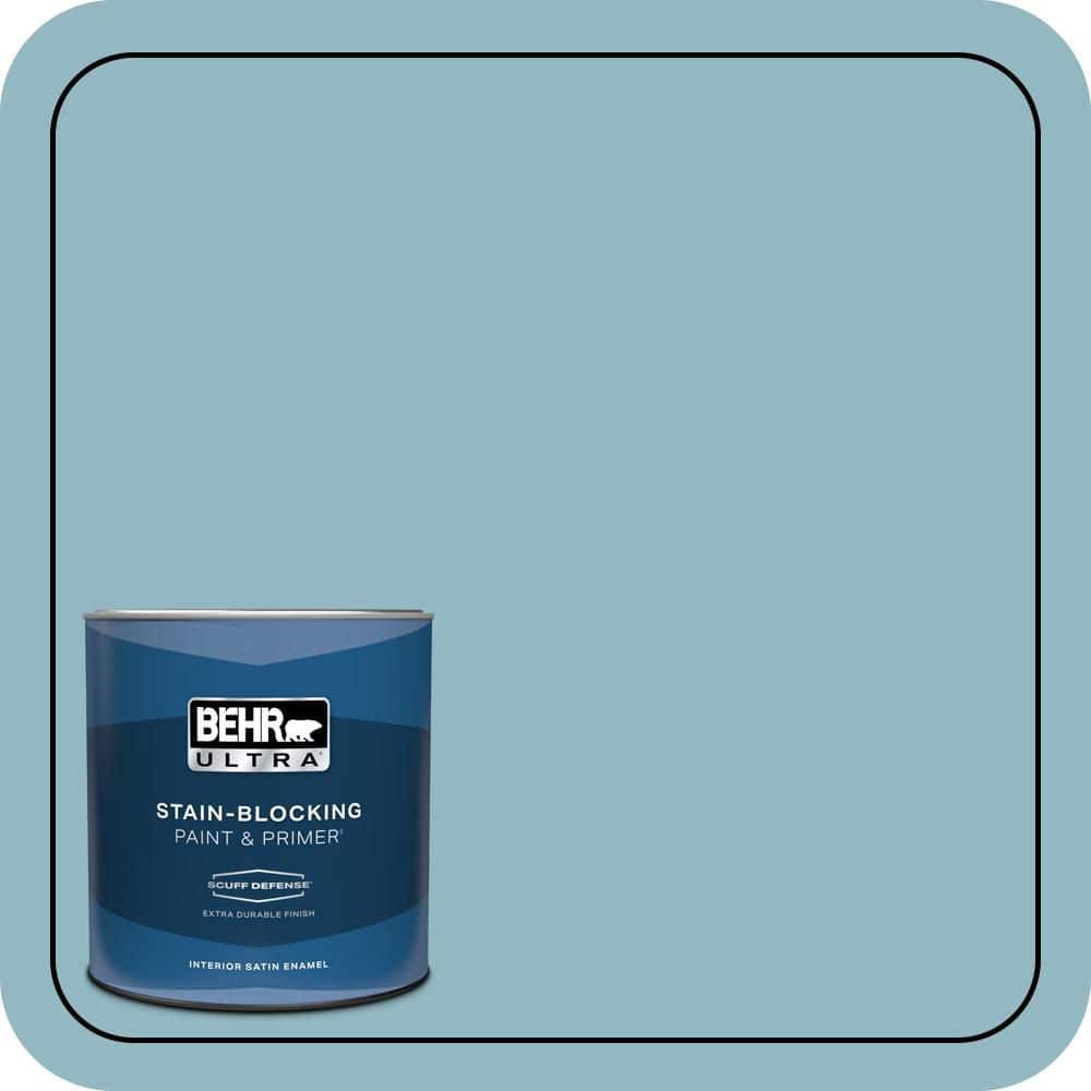 BEHR ULTRA 1 qt. #PPU13-09 Tahoe Blue Extra Durable Satin Enamel Interior Paint & Primer