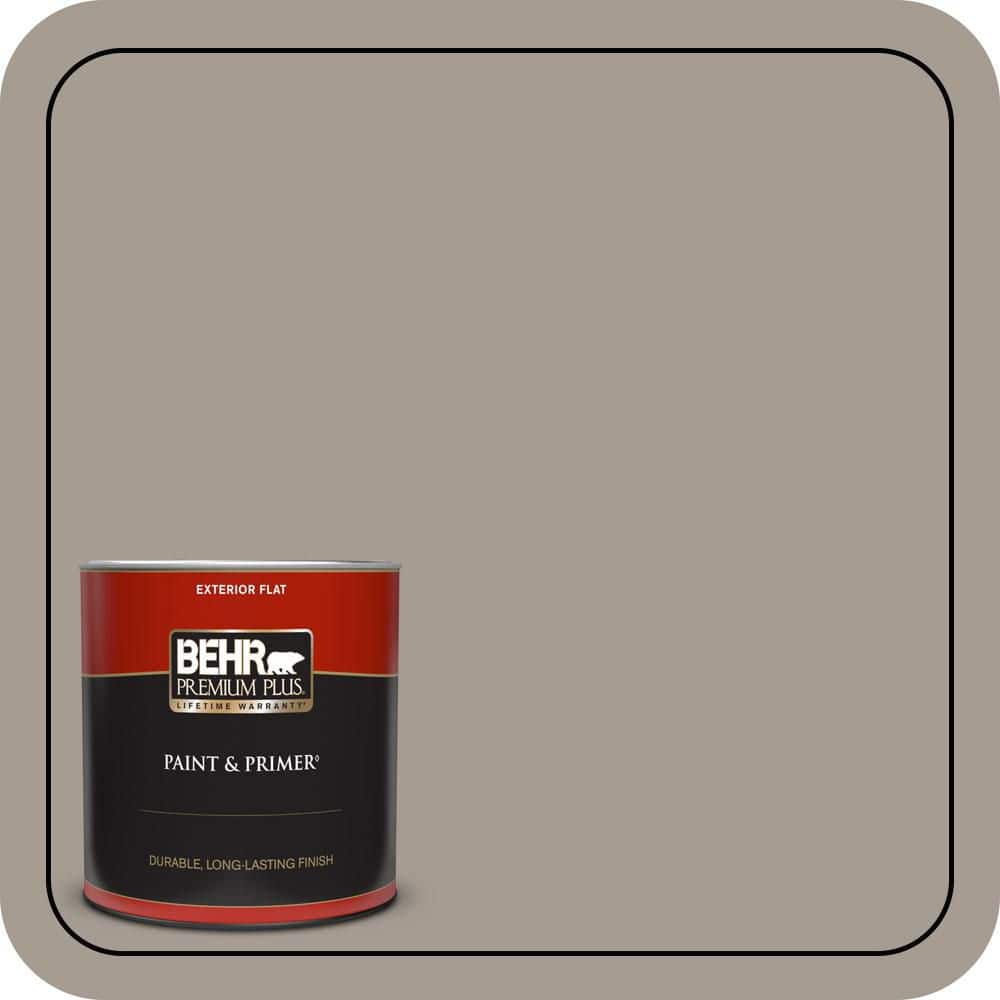 BEHR PREMIUM PLUS 1 qt. #N200-4 Rustic Taupe Flat Exterior Paint & Primer