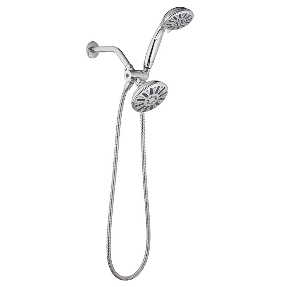Glacier Bay 6-Spray 5 in. Dual Wall Mount Fixed and Handheld Shower Head 1.8 GPM in Chrome (4)