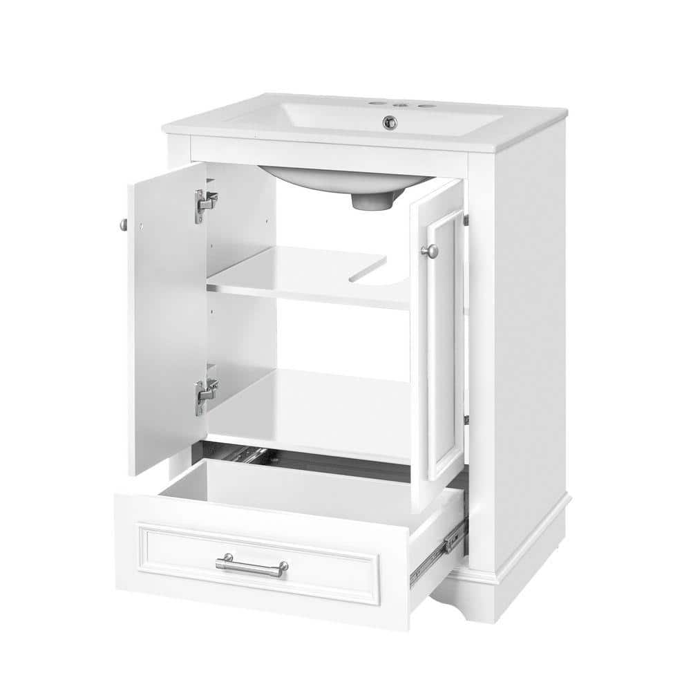 COWLOWN 24.2 in. W x 18.3 in. D x 33 in. H Bathroom White Linen Cabinet (1)