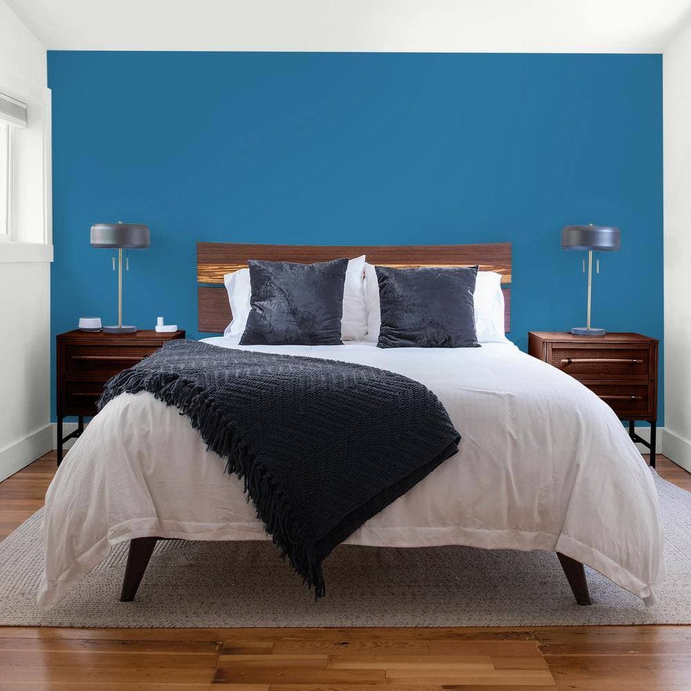 Glidden Premium 1 gal. PPG1158-6 Blue Oasis Flat Interior Latex Paint (4)