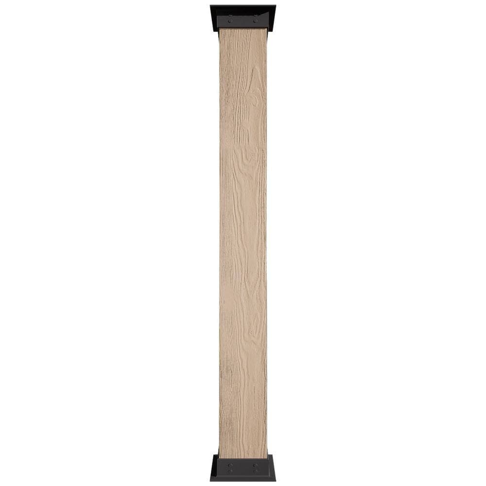 Ekena Millwork Endurathane Faux Wood Non-Tapered Square Column Wrap with Faux Iron Capital and Base (2)