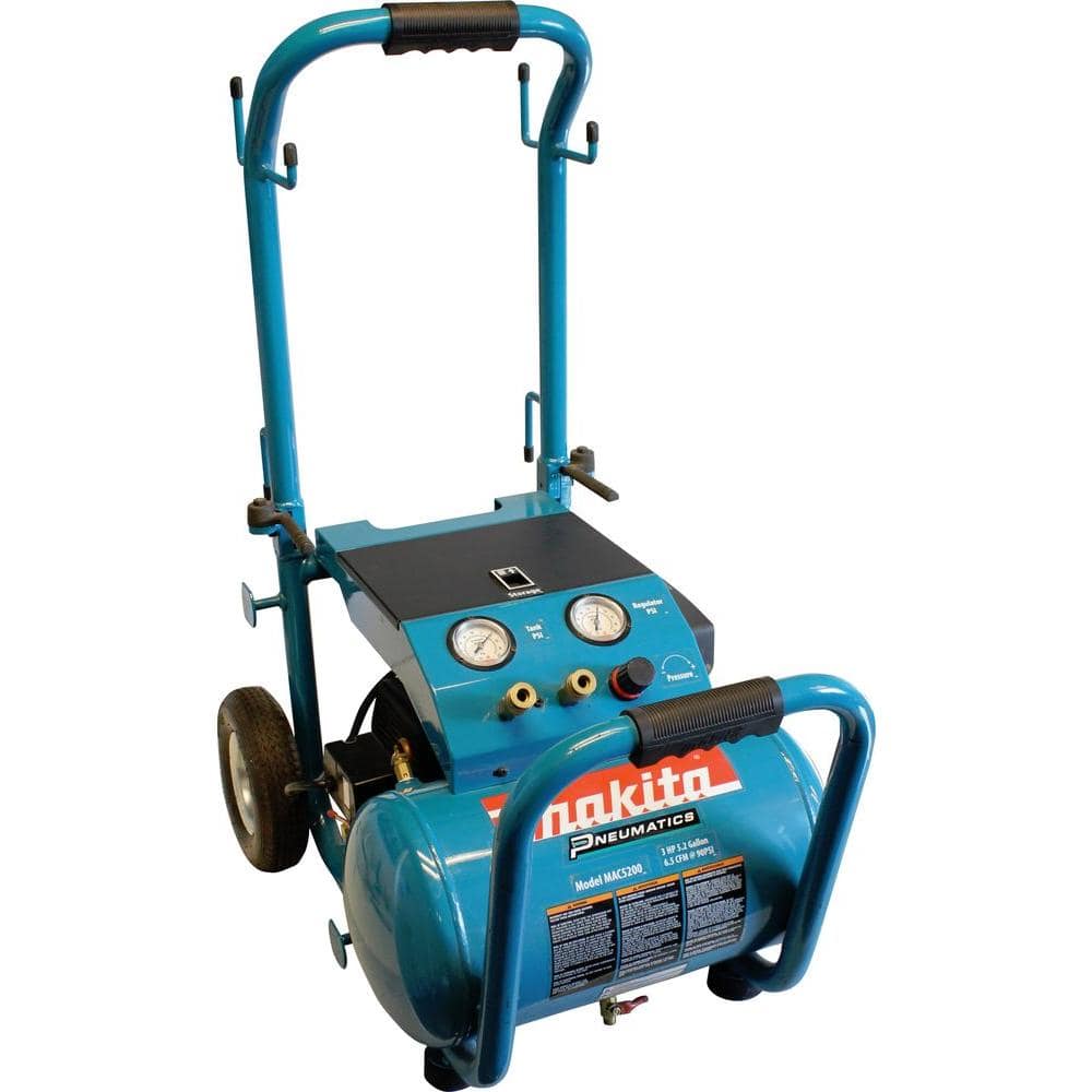 Makita Big Bore 5.2 Gal. 140 PSI 3.0 HP Portable Corded Electric Horizontal Single Tank Air Compressor (6.5 CFM at 90 PSI)
