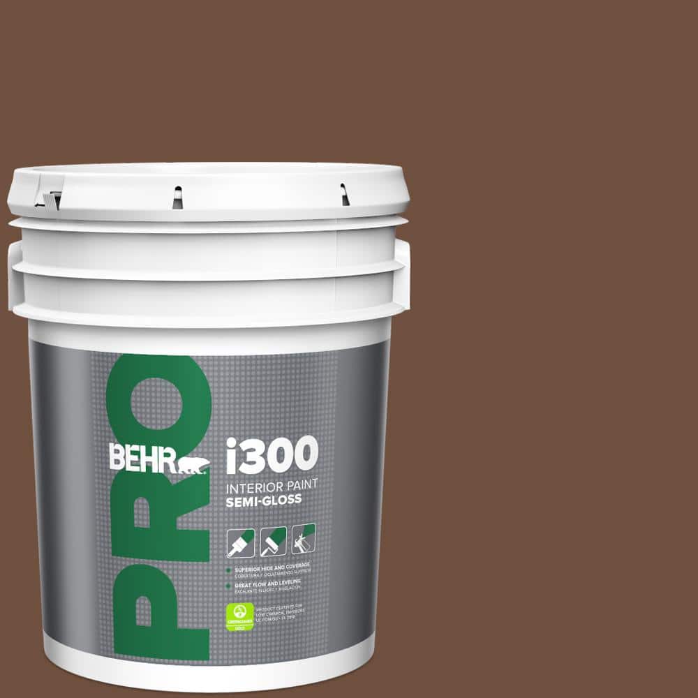 BEHR PRO 5 gal. #ICC-81 Traditional Leather Semi-Gloss Interior Paint
