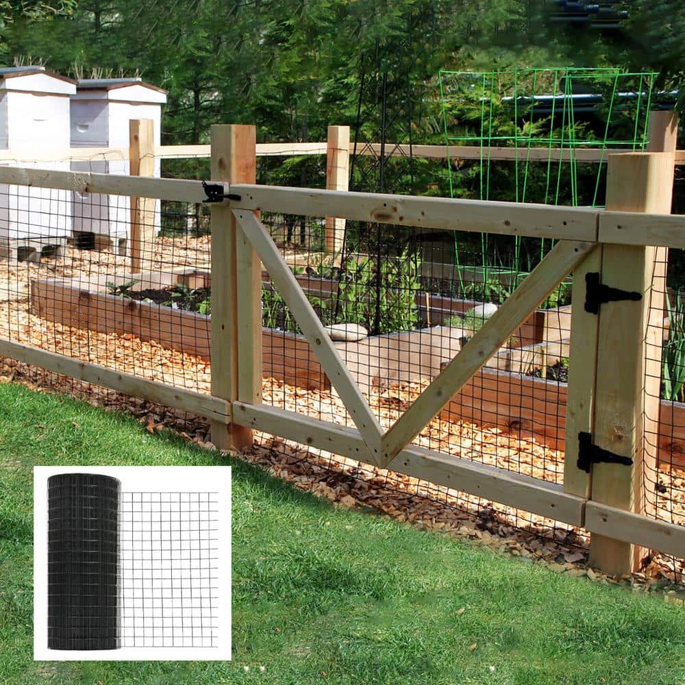 GOGEXX 1/4 in. x 3 ft. x 50 ft. Black Vinyl Coated Hardware Cloth 19-Gauge Black Welded Wire Fence Garden and Plant Support (3)