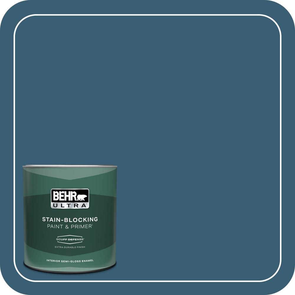 BEHR ULTRA 1 qt. #S490-7 Superior Blue Extra Durable Semi-Gloss Enamel Interior Paint & Primer