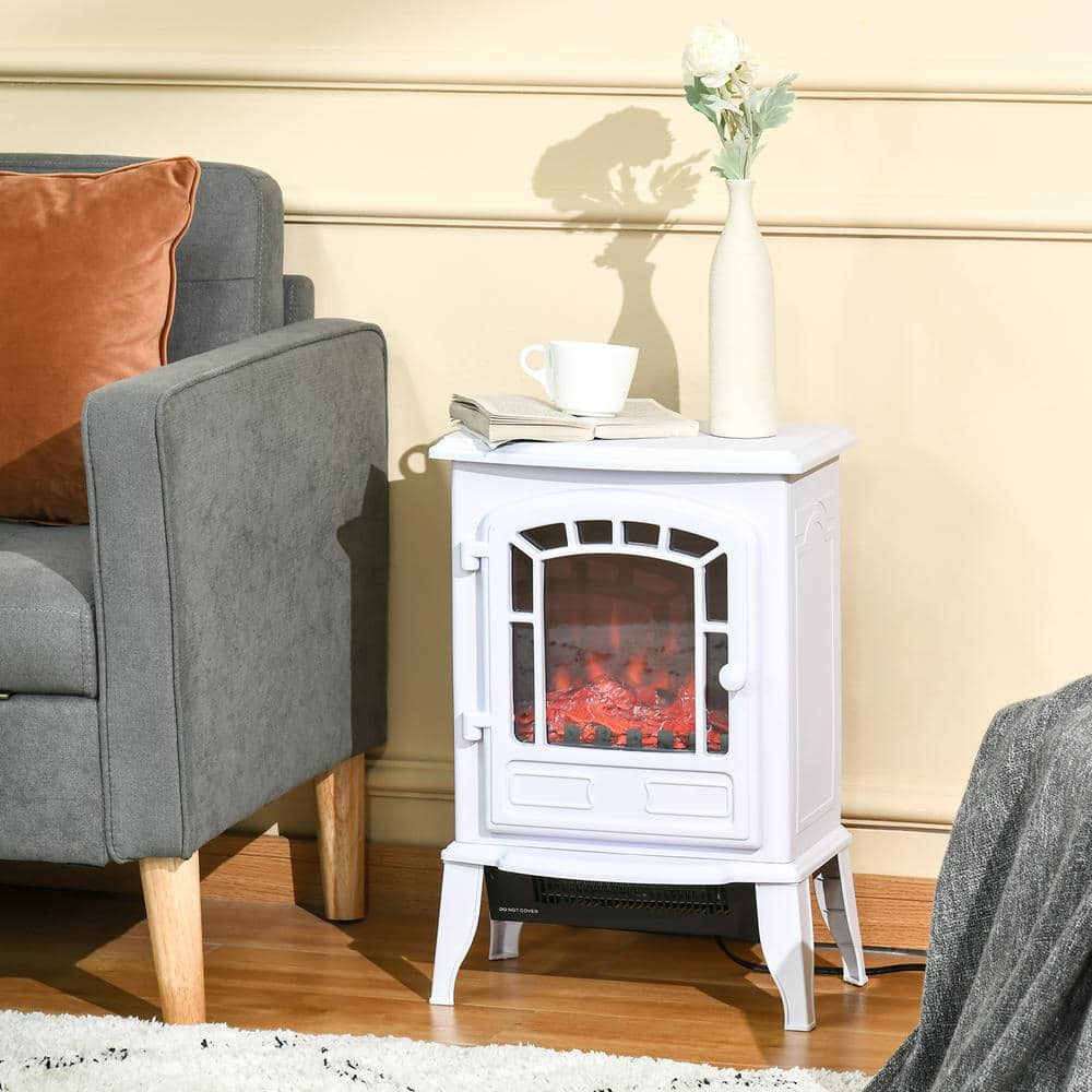 Boyel Living 15.25 in 1500 Watt Freestanding Electric Fireplace Stove Electric Stove Heater with Automatic Shut off in White (2)