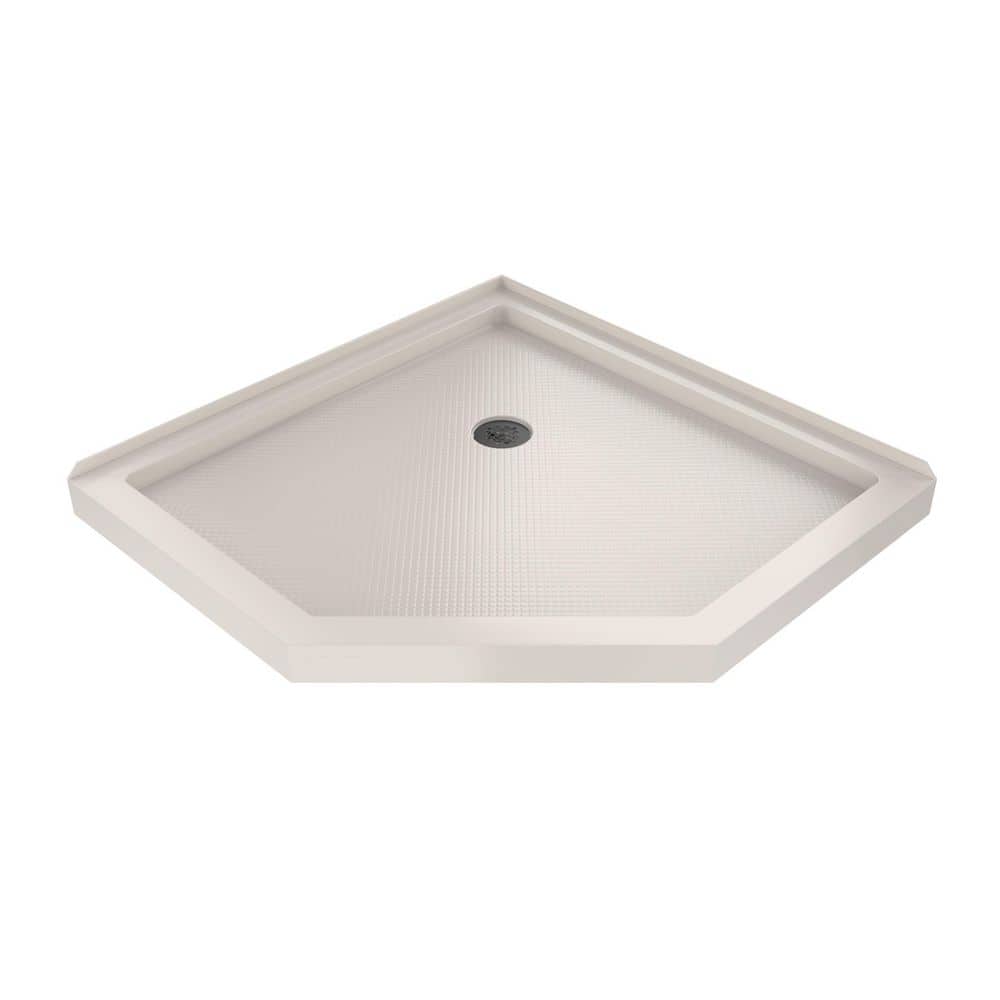 DreamLine SlimLine 36 in. L x 36 in. W Corner Neo Angle Biscuit Shower Pan Base with 2 in. Round Corner Drain in Matte Black (1)