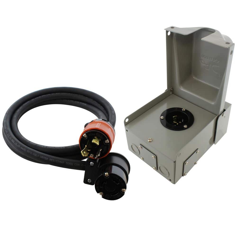 AC WORKS Generator Emergency Power Kit with L5-30 Inlet Box and 25 ft. Cord