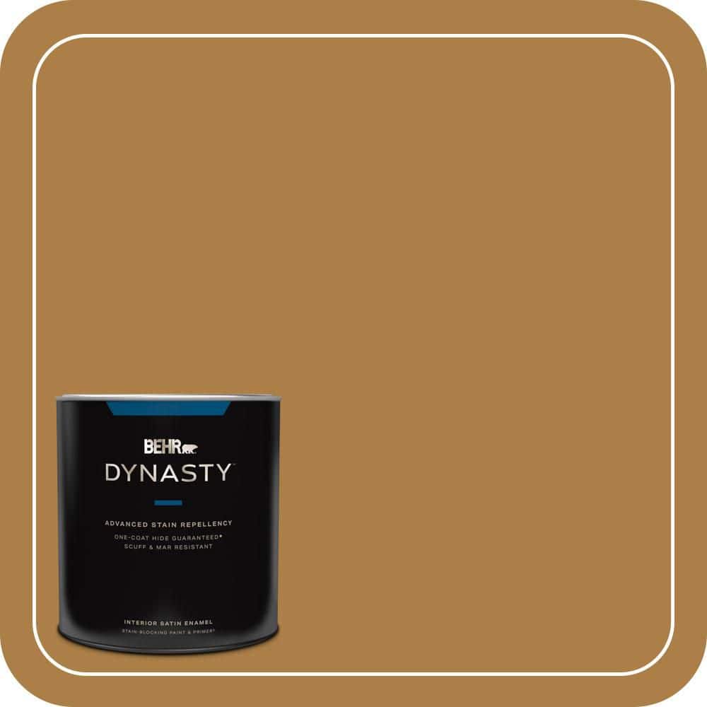 BEHR DYNASTY 1 qt. #300D-6 Medieval Gold Satin Enamel Interior Stain-Blocking Paint and Primer