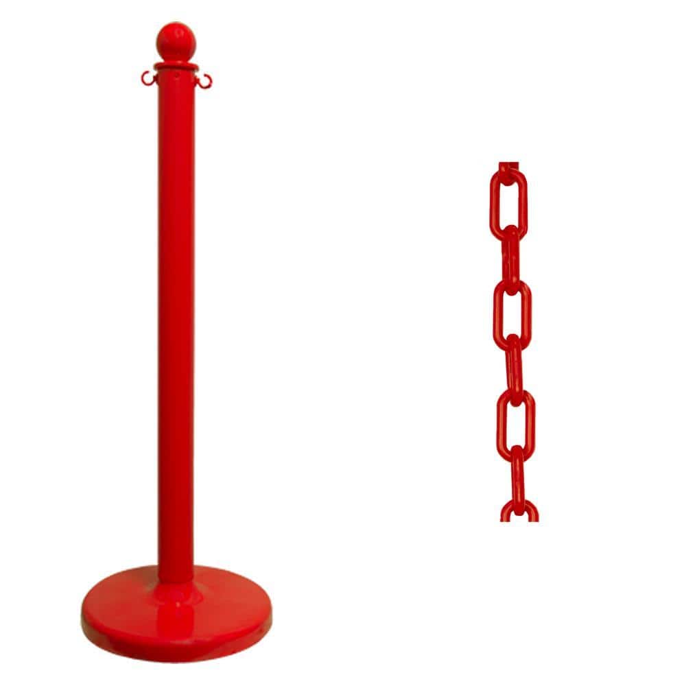 Mr. Chain Medium Duty Stanchion and Chain Kit in Red (2)