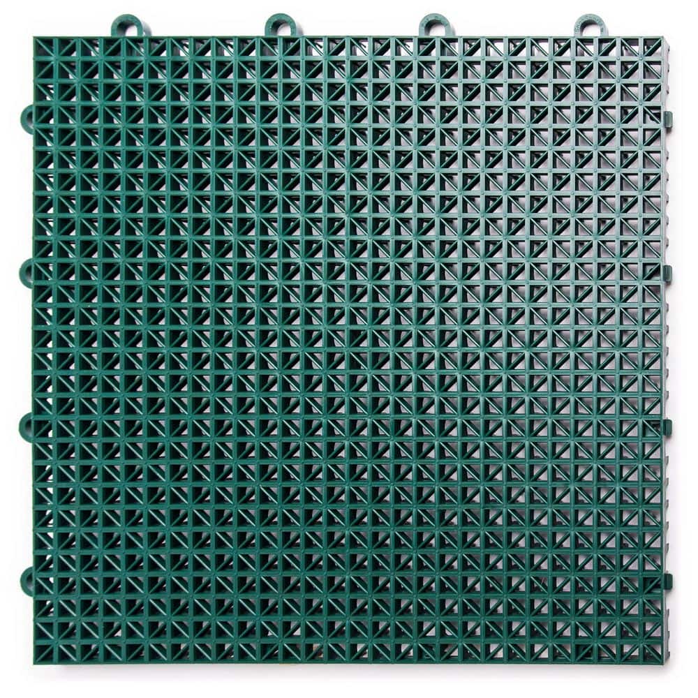 SNAPLOCK 12 in. x 12 in. Evergreen DeckTile Modular Outdoor Polypropylene Tile Flooring (40-Pack) (1)