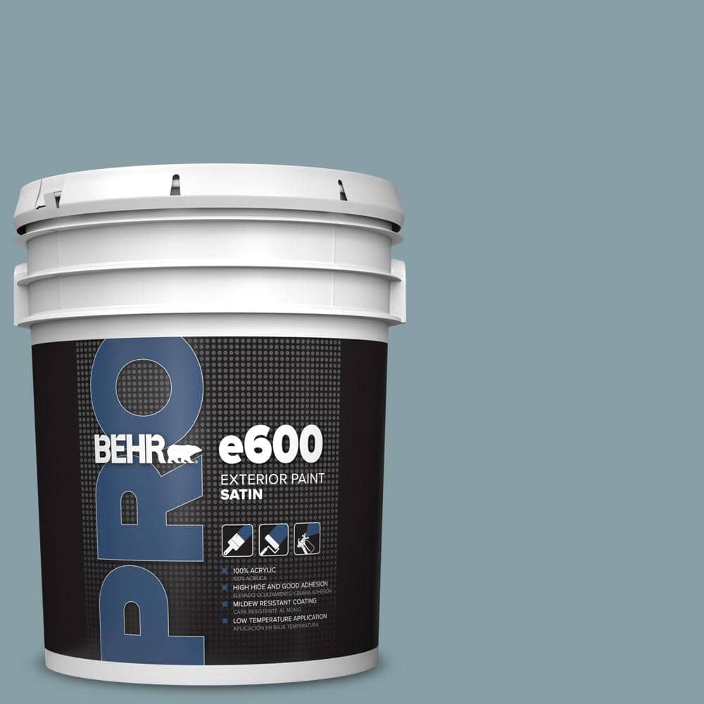 BEHR PRO 5 gal. #BNC-18 Aqua Gray Satin Exterior Paint