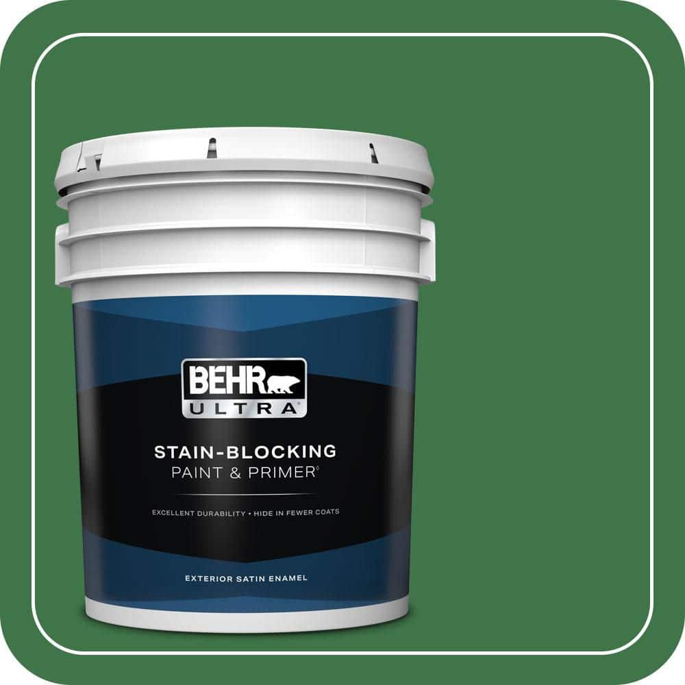 BEHR ULTRA 5 gal. #P410-7 Grasslands Satin Enamel Exterior Paint & Primer