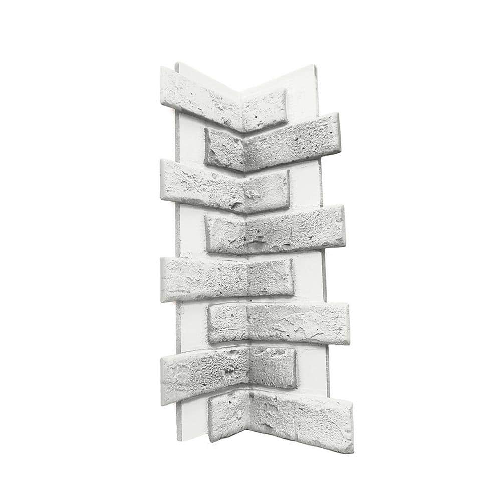 GenStone White Brick 22.5 in. x 7 in. Brick Veneer Siding Inside Corner Panel (1)