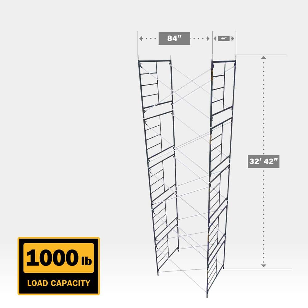 MetalTech Saferstack 5 ft. x 7 ft. x 32.42 ft. High Scaffold Frames with Cross Braces (Pack of 5 Sets) (3)