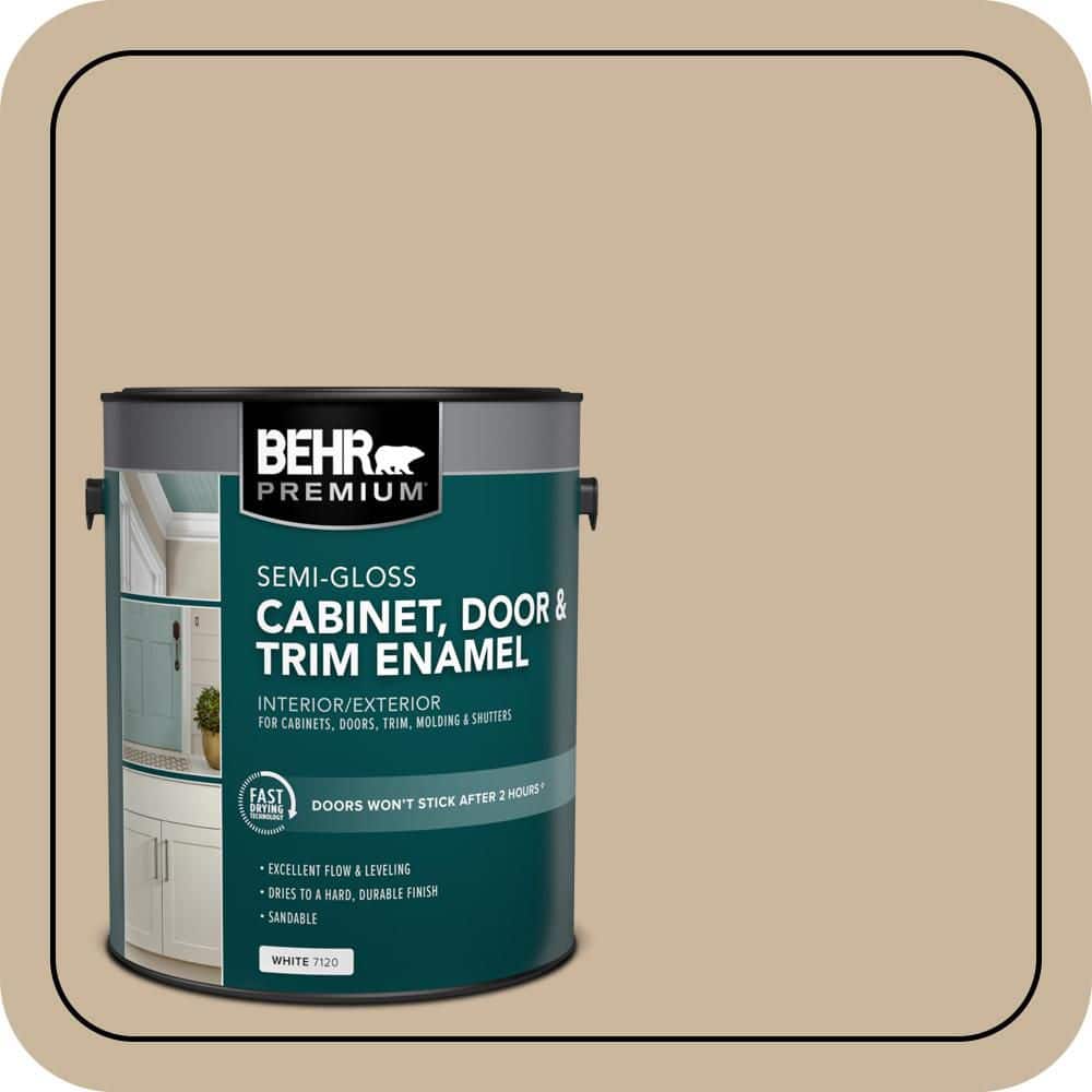 BEHR PREMIUM 1 gal. #MQ2-21 Elemental Tan Semi-Gloss Enamel Interior/Exterior Cabinet, Door & Trim Paint