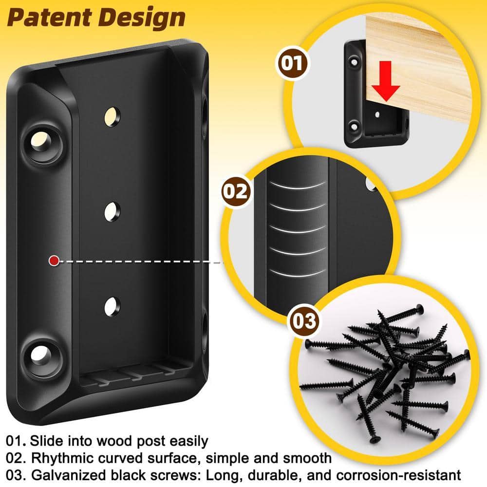 Angel Sar 30 Pcs Deck Railing Bracket Connectors, Wood Construction Connectors with 350 Galvanized Black Screws (3)