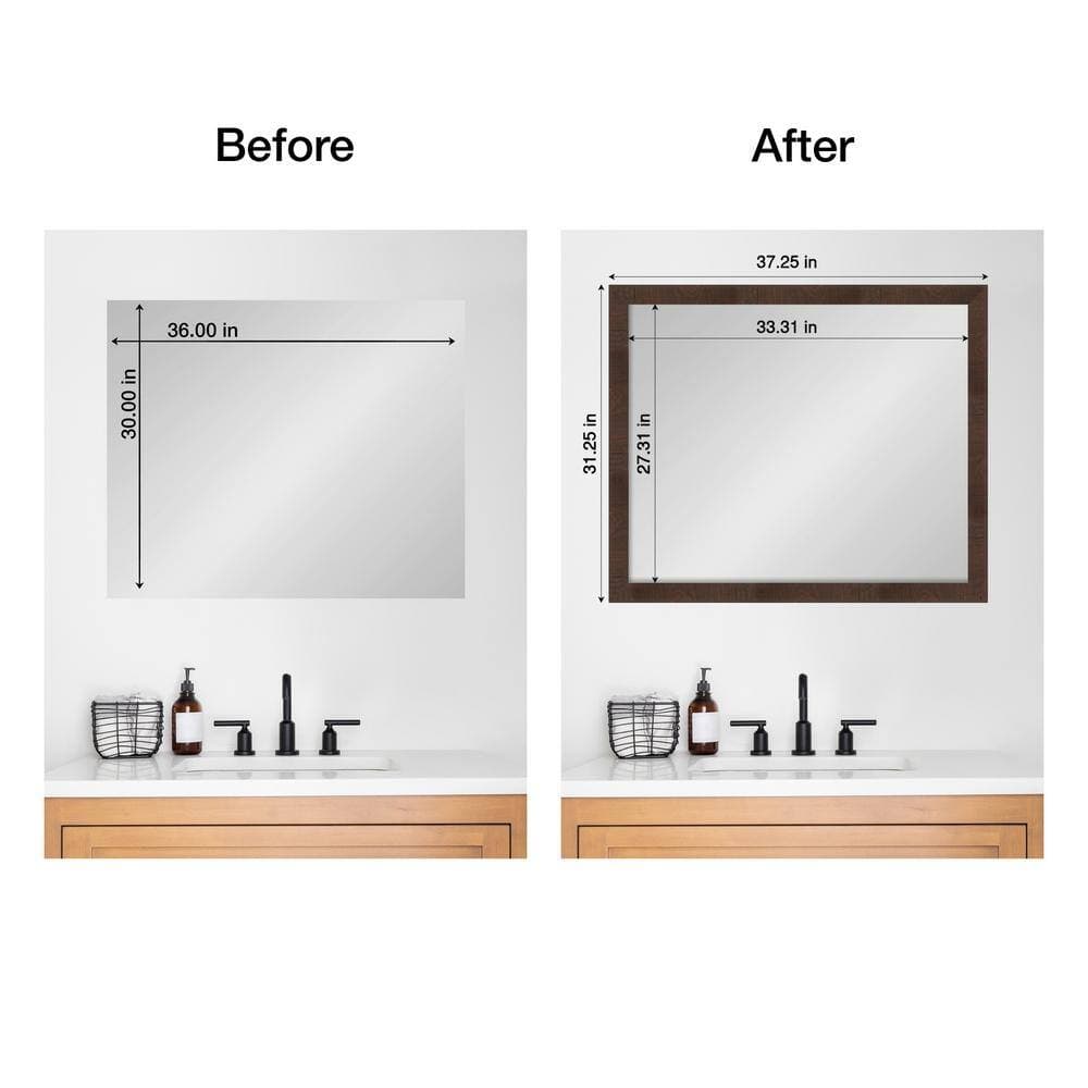 Amanti Art Mirror Makeover Wildwood Brown Narrow 31.25 in. W x 37.25 in. H Bathroom Mirror Frame Border Kit-Fits a 30 x 36 Mirror (2)