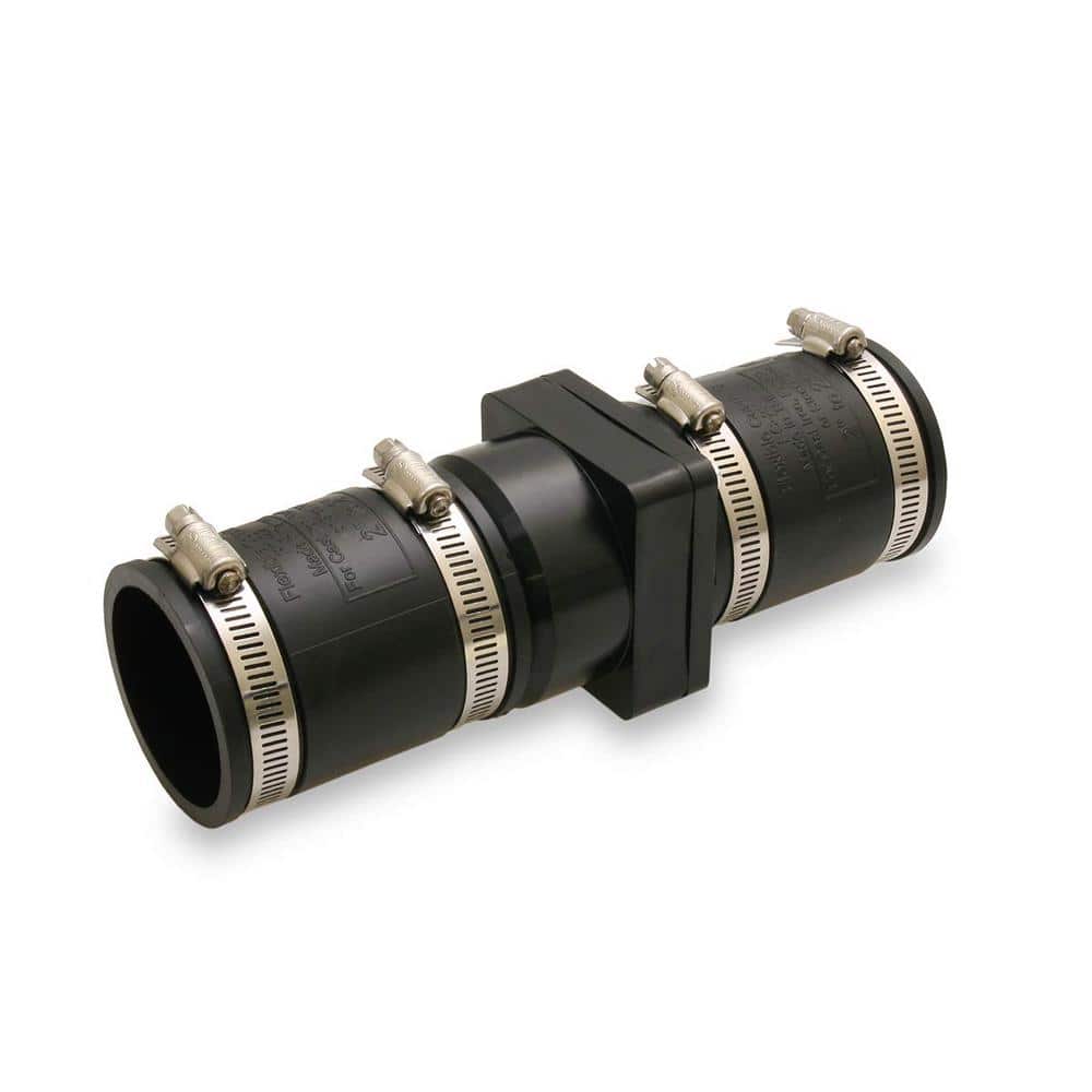 PLUMBFLEX 2 in. x 2 in. Plastic Sump Pump Check Valve with PVC Adapters and Stainless Steel Clamps