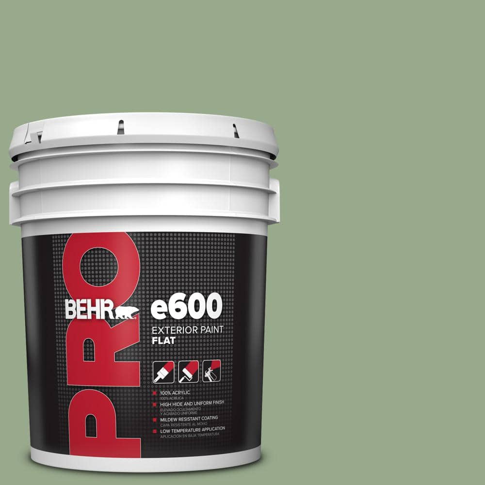 BEHR PRO 5 gal. #PPU11-05 Pesto Green Flat Exterior Paint