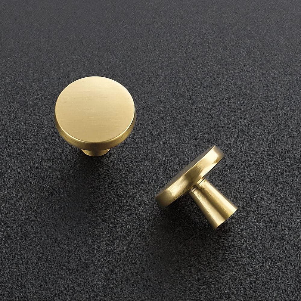 Numhew 30 Pack Gold Zinc Alloy Solid Knobs Kitchen Cabinet Round Pulls Dresser Cupboard Hardware Brushed Brass Drawer Knobs (3)
