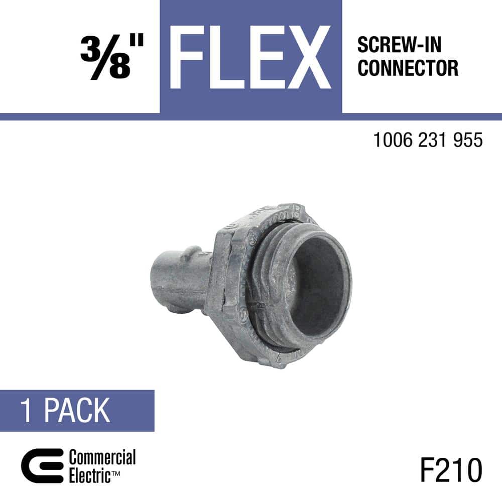 Commercial Electric 3/8 in. (1/2 in. knockout) Flexible Metal Conduit (FMC) Screw-in Connector (2)