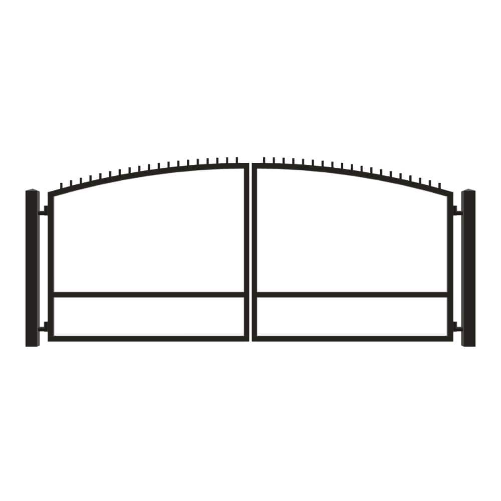 Unbranded Driveway Gate — Swing, Center, Arch + Finials, Black — 174"W x 72"H (1)