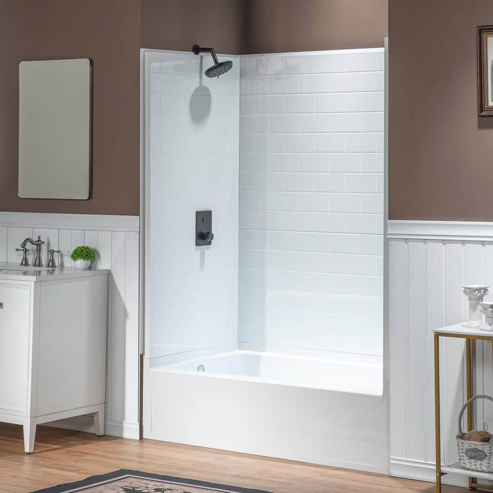 WOODBRIDGE 60 in. L 32 in. W 81 in. H Alcove Bathtub and 4-Piece Surround Combo Kit with Drain (2)