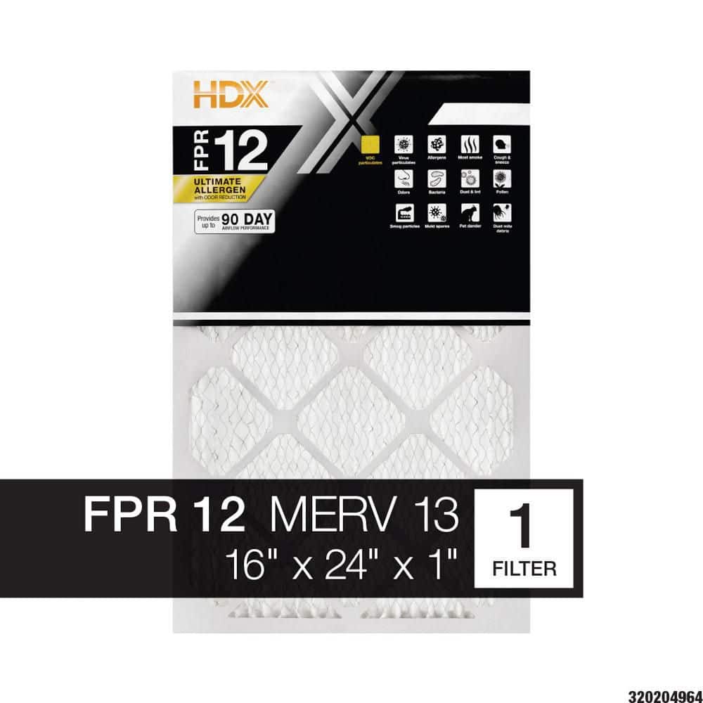 HDX 16 in. x 24 in. x 1 in. Ultimate Allergen Pleated Air Filter FPR 12, MERV 13