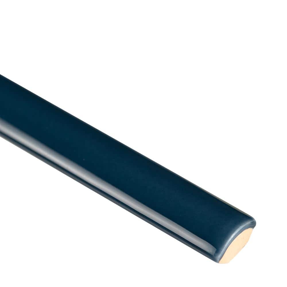 MSI Navy Quarter Round Molding 0.60 in. W x 12 in. L Glossy Ceramic Wall Tile (1 lin. ft.) (2)