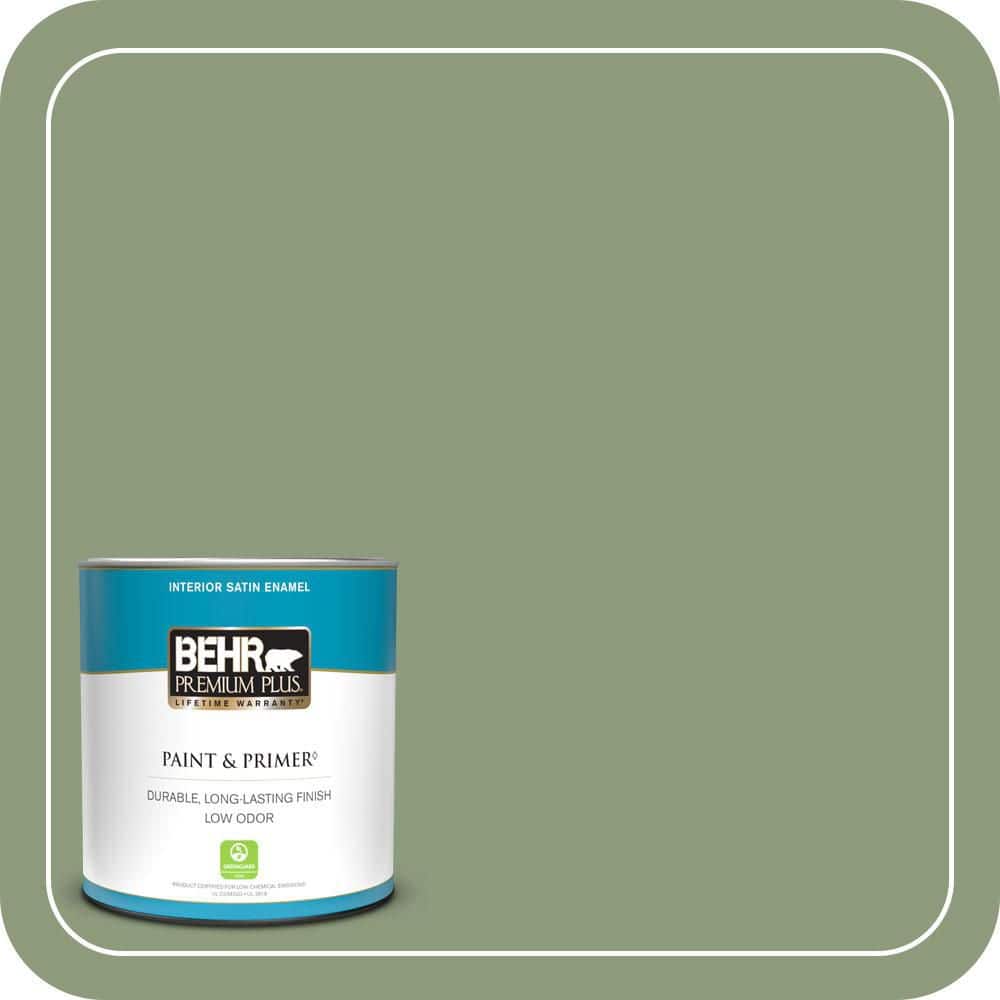 BEHR PREMIUM PLUS #ICC-76 Herbal Scent Flat Interior/Exterior Paint & Primer Color Sample