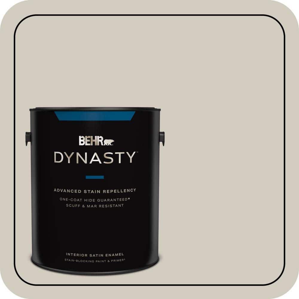 BEHR DYNASTY 1 gal. #N320-2 Toasty Gray Satin Enamel Interior Stain-Blocking Paint and Primer