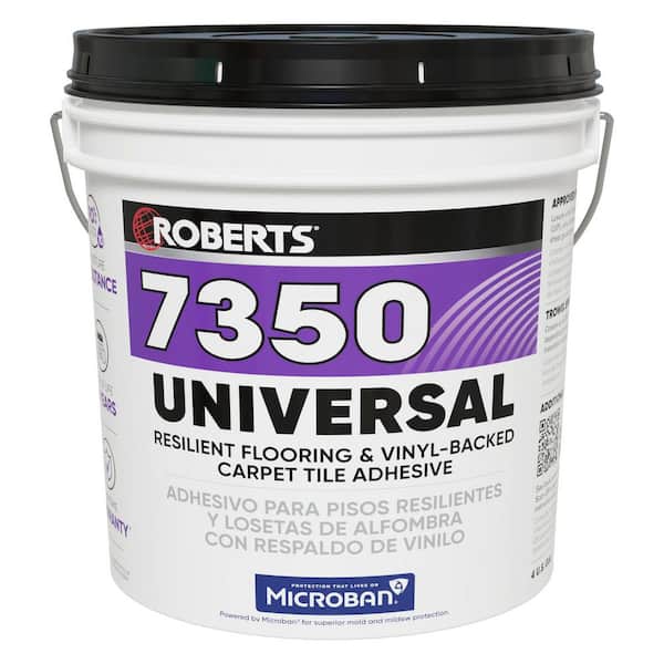 ROBERTS 7350 4 Gal. 8-10 Hour Dry Time Universal Resilient Flooring, Vinyl-Backed Carpet Tile Floor Adhesive in Off White
