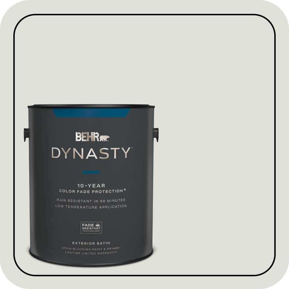 BEHR DYNASTY 1 gal. #N370-1 Roadster White Satin Enamel Exterior Stain-Blocking Paint & Primer