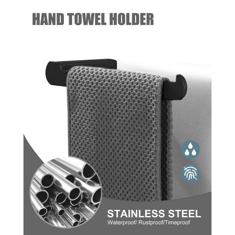 ALEASHA 5-Piece Bath Hardware Set with Towel Rack, Hand Towel Holder, Toilet Paper Holder, Towel Hook in Matte Black (3)