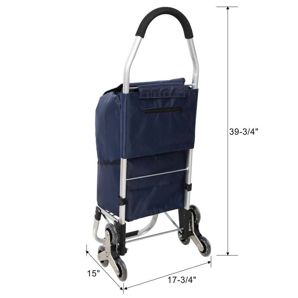 Tidoin Blue Aluminium Foldable Removable Cart with Stainless Steel Triangular Wheels and Oxford Waterproof Bag (2)