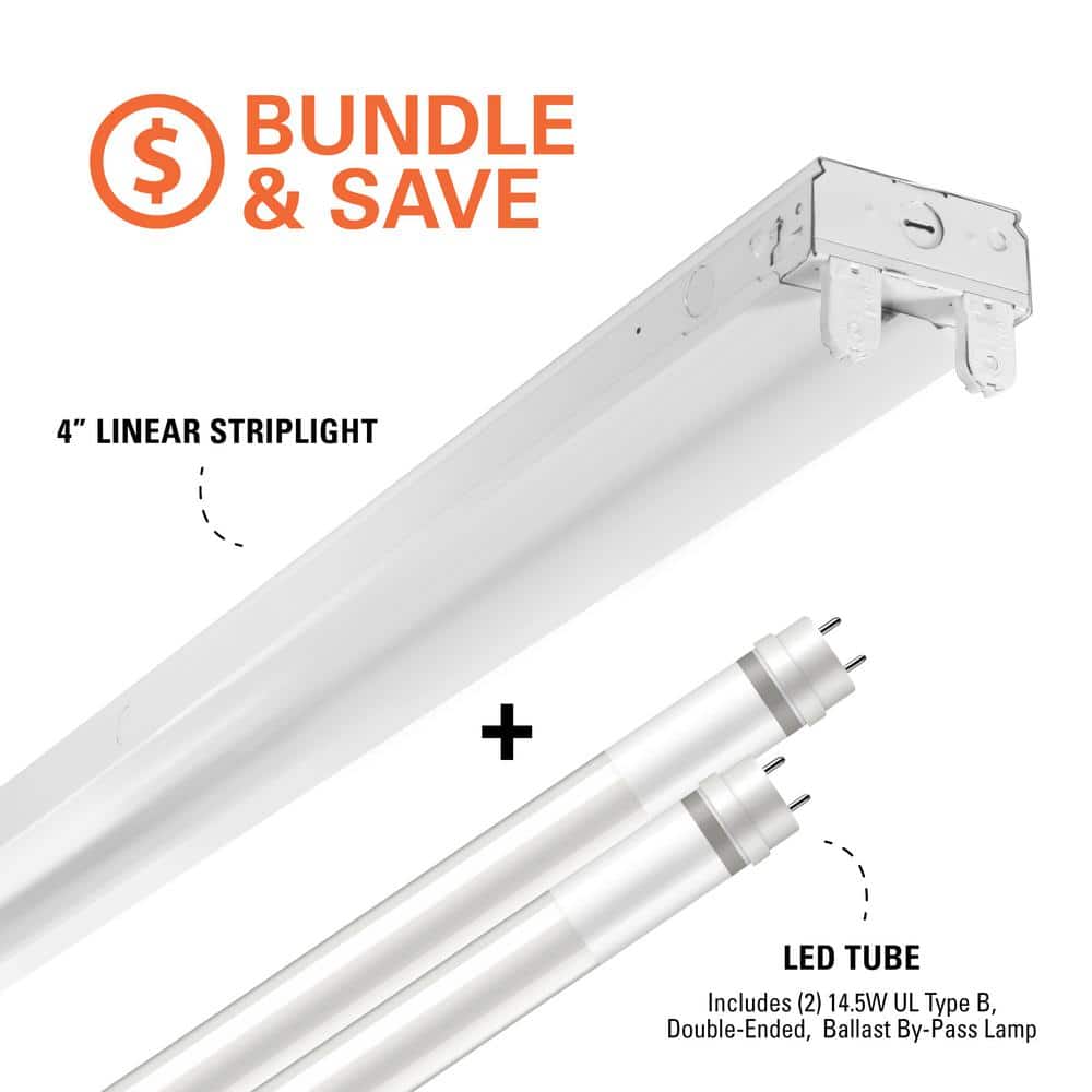 Metalux SLES 4 ft. 64-Watt Equivalent 2-Lamp Strip Light Luminaire Plus LED T8 Tube Bundle, 4000K, UNV Non-Dim (3)