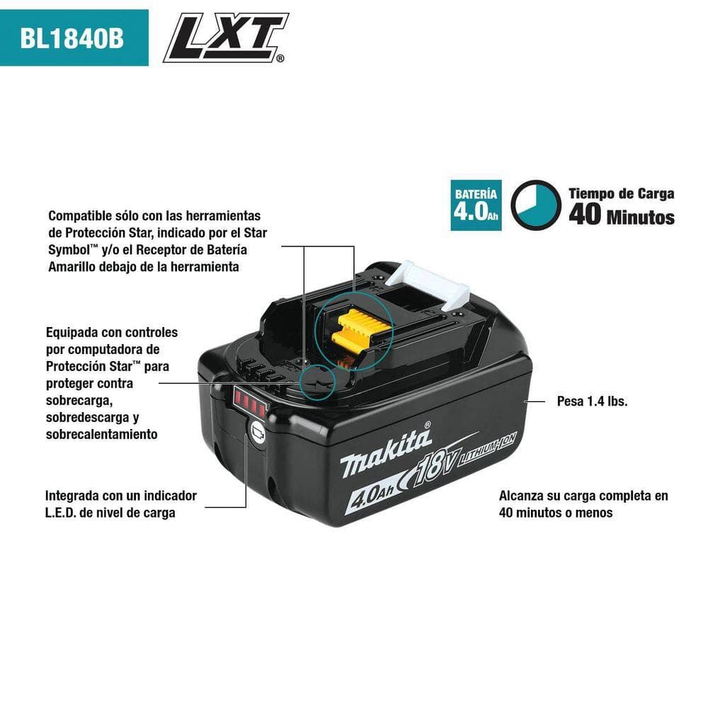 Makita 18V LXT Battery and Rapid Optimum Charger Starter Pack (4.0Ah) w/ bonus 18V LXT 5 in. Variable Speed Random Orbit Sander (3)