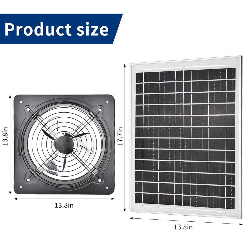 KIWDZFU 40W Solar Attic Fan Kit with 25W DC Fan for Roof Vent, Attic, Greenhouse (2)