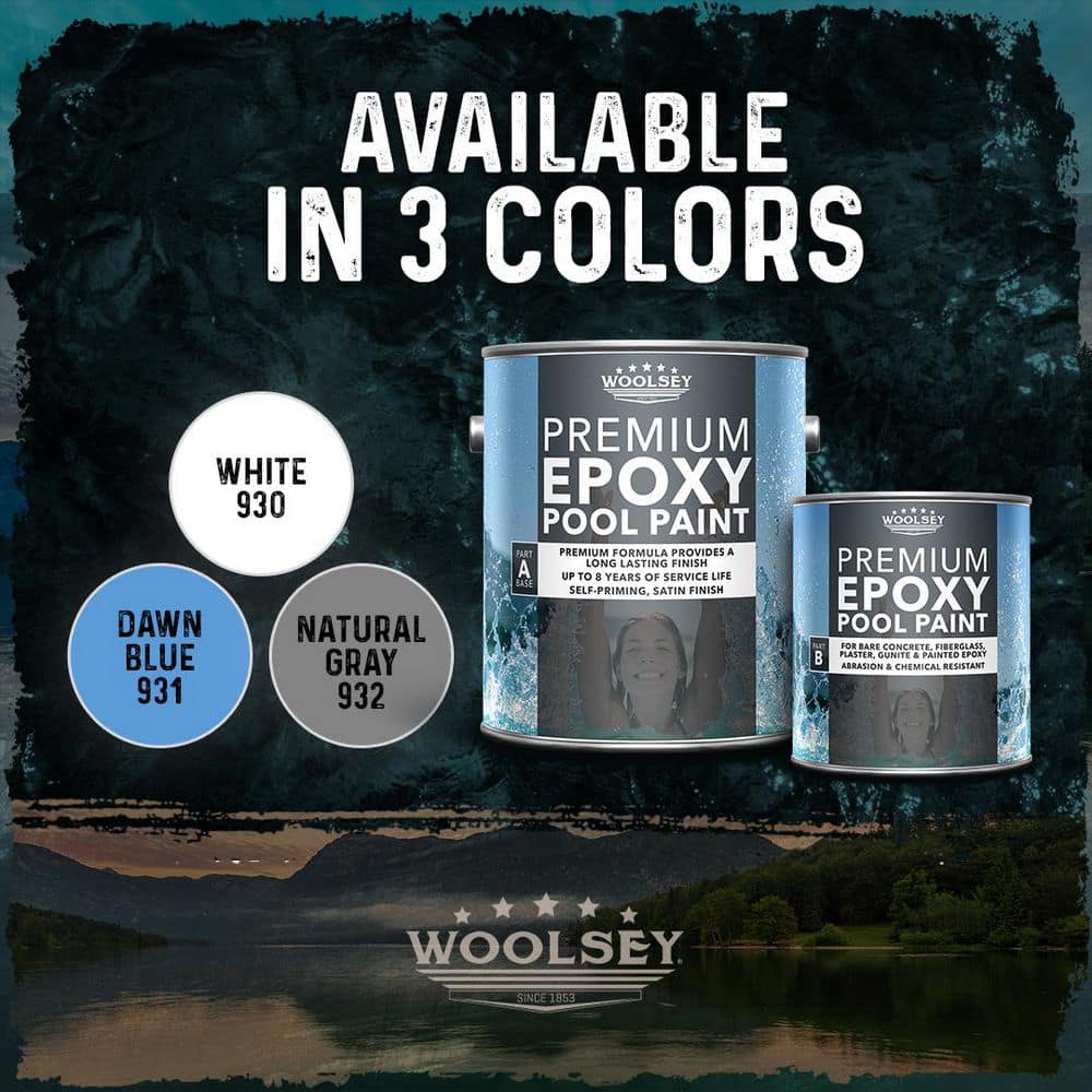 WOOLSEY 1 Gal. Dawn Blue Premium Epoxy Swimming Pool Paint for Concrete, Plaster and Gunite Pools (2)