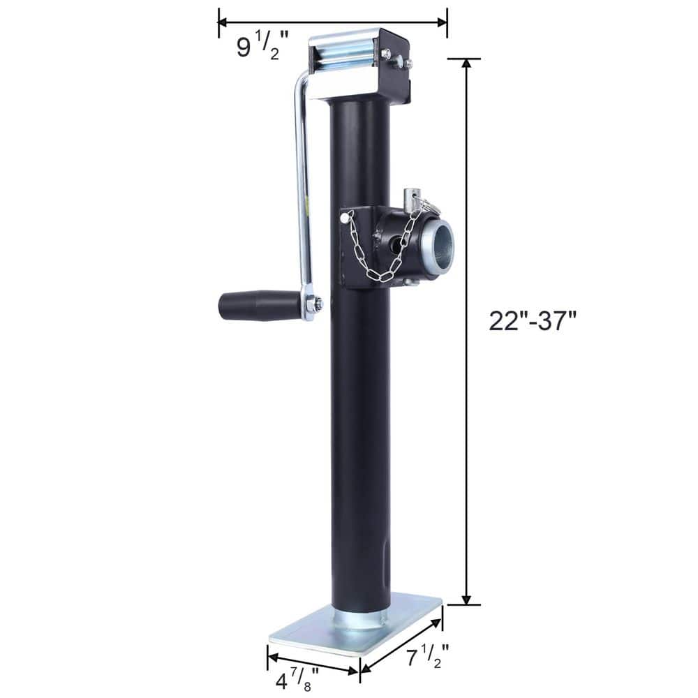 Amucolo 5000 lbs. Black Weld-on Pipe-Mount Swivel Trailer Jack, 15-1/2 in. Vertical Travel (2)