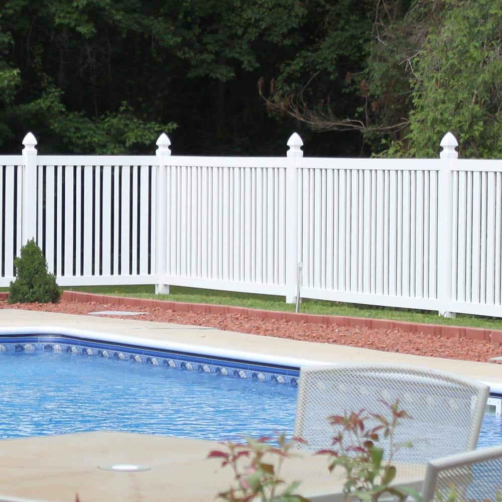 Weatherables Sarasota 4 ft. H x 8 ft. W White Vinyl Pool Fence Panel (2)