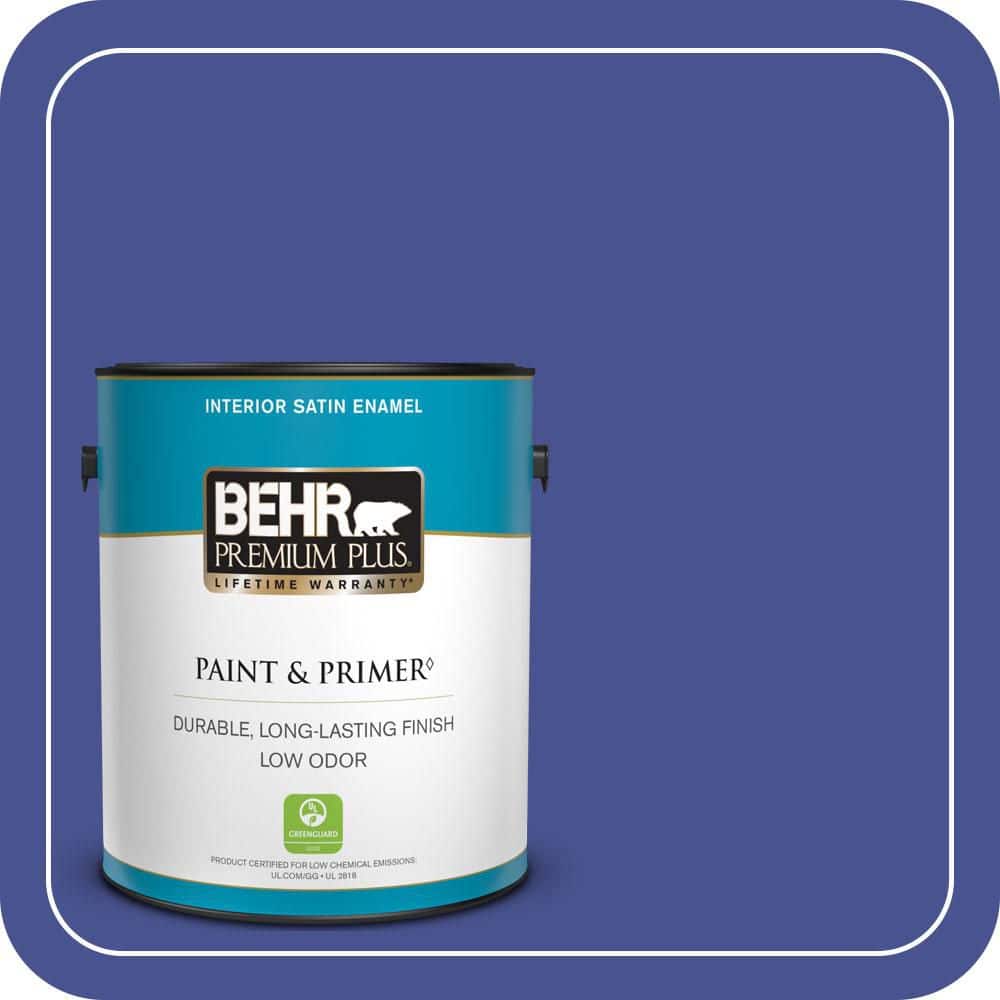BEHR PREMIUM PLUS 1 gal. #P540-7 Canyon Iris Satin Enamel Low Odor Interior Paint & Primer