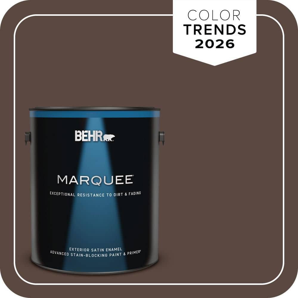 BEHR MARQUEE 1 gal. #N170-7 Baronial Brown Satin Enamel Exterior Paint & Primer