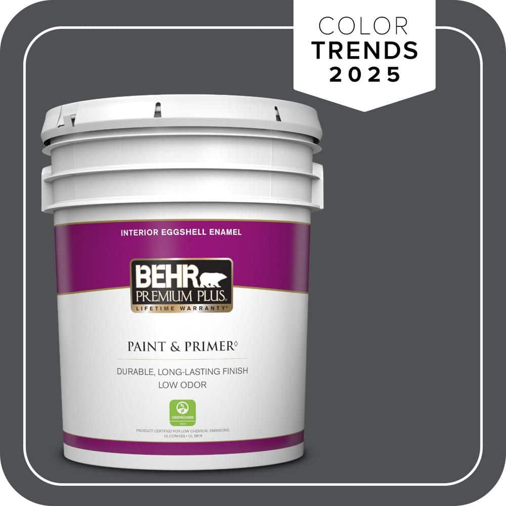BEHR PREMIUM PLUS 5 gal. #PPU18-01 Cracked Pepper Eggshell Enamel Low Odor Interior Paint & Primer
